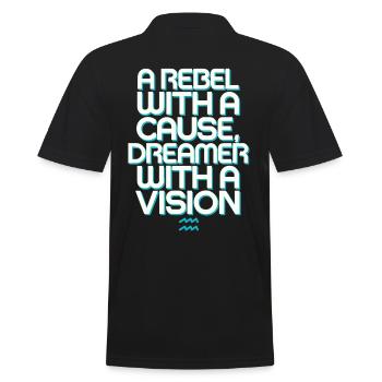 Wassermann Sternzeichen Rebell Mit Vision - Männer Poloshirt - Schwarz - Hinten - Kai (181cm)