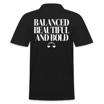 Waage Sternzeichen: Ausgewogen Schön und Mutig - Männer Poloshirt - Schwarz - Hinten - Kai (181cm)