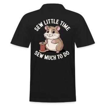 Sew Little Time Sew Much To Do Hamster - Männer Poloshirt - Schwarz - Hinten - Kai (181cm)