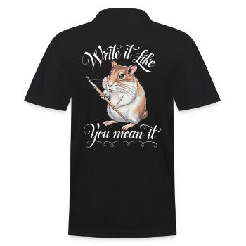Hamster Writer Author - Write It Like You - Men's Polo Shirt - black - Back - Kai (181cm)