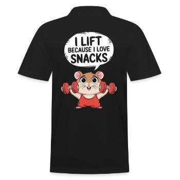 Ich Hebe Gewichte Weil Ich Snacks Liebe - Männer Poloshirt - Schwarz - Hinten - Kai (181cm)