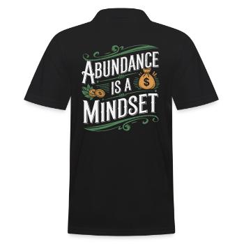 Abundance is a state of mind Quote - Men's Polo Shirt - black - Back - Kai (181cm)