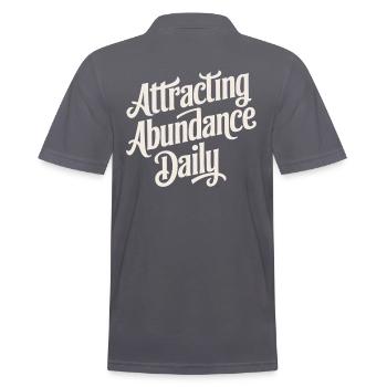 Daily Abundance Attract Manifest Quote - Men's Polo Shirt - charcoal grey - Back - Nico (186cm)