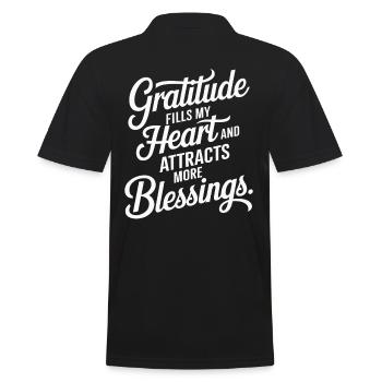 Manifesting Abundance Quote: Gratitude Fills - Men's Polo Shirt - black - Back - Kai (181cm)