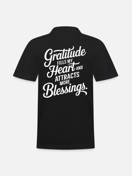Manifesting Abundance Quote: Gratitude Fills - Men's Polo Shirt - black