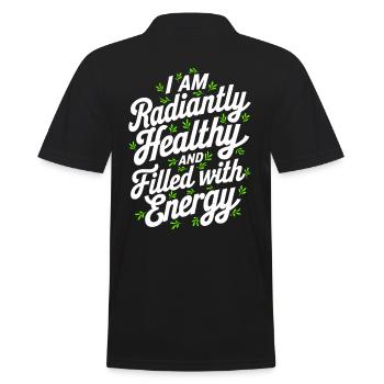 Manifest Abundance Quote Healthy And Full - Men's Polo Shirt - black - Back - Kai (181cm)