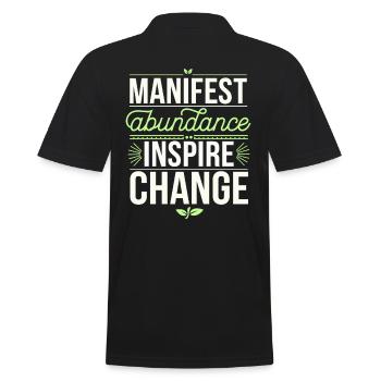 Manifest Abundance Inspire Change Quote - Men's Polo Shirt - black - Back - Kai (181cm)