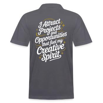 I attract projects and opportunities, manifest - Men's Polo Shirt - charcoal grey - Back - Nico (186cm)