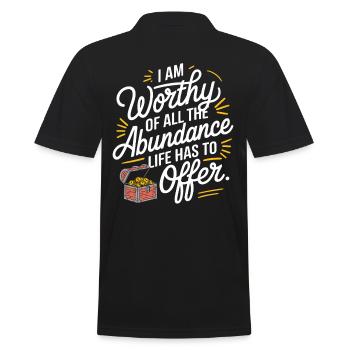 Manifesting Abundance Quote: I'm Worth It - Men's Polo Shirt - black - Back - Kai (181cm)