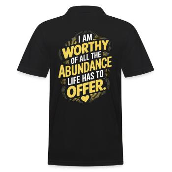 I am worthy of all the abundance that life offers - Men's Polo Shirt - black - Back - Kai (181cm)