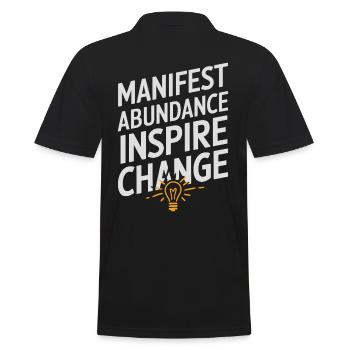 Manifest Abundance Inspire Change Quote - Men's Polo Shirt - black - Back - Kai (181cm)