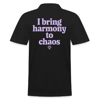 Waage Sternzeichen: Ich Bringe Harmonie Ins Chaos - Männer Poloshirt - Schwarz - Hinten - Kai (181cm)