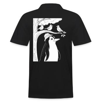 Bird watching with penguin and birds in the tree - Men's Polo Shirt - black - Back - Kai (181cm)