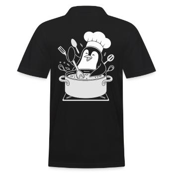 Cooking Penguin Chef Hat Fun - Men's Polo Shirt - black - Back - Kai (181cm)