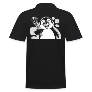 Cheerful penguin with whisk in hand - Men's Polo Shirt - black - Back - Kai (181cm)