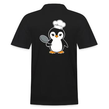 Chef pingouin avec motif de dessin animé drôle de casserole - Polo Homme - noir - Dos - Kai (181cm)