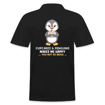 Cupcakes & Penguins Make Me Happy - Men's Polo Shirt - black - Back - Kai (181cm)