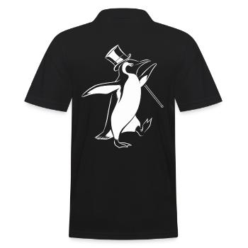 Eleganter Pinguin Mit Zylinder Und Gehstock - Männer Poloshirt - Schwarz - Hinten - Kai (181cm)