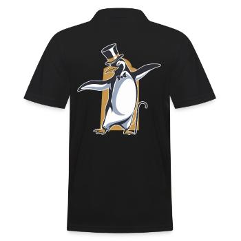 Pinguin Im Frack Mit Zylinder Beim Tanzen - Männer Poloshirt - Schwarz - Hinten - Kai (181cm)