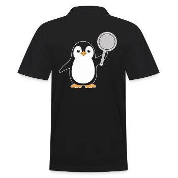 Penguin with pan illustrations for - Men's Polo Shirt - black - Back - Kai (181cm)
