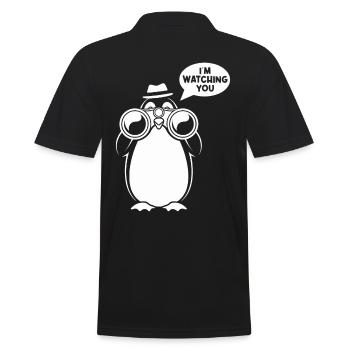Sarcasmus: Ich Beobachte Dich Design - Männer Poloshirt - Schwarz - Hinten - Kai (181cm)