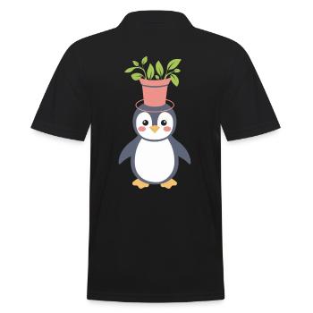 Plante amant pingouin avec pot de fleurs sur le - Polo Homme - noir - Dos - Kai (181cm)