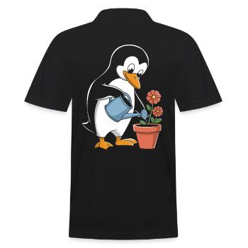 Pingouin jardinier Jardin Le bonheur des jardiniers - Polo Homme - noir - Dos - Kai (181cm)