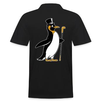 Eleganter Pinguin Mit Zylinder Und Spazierstock - Männer Poloshirt - Schwarz - Hinten - Kai (181cm)