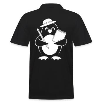 Penguin Journalist Reporter With Notebook - Men's Polo Shirt - black - Back - Kai (181cm)