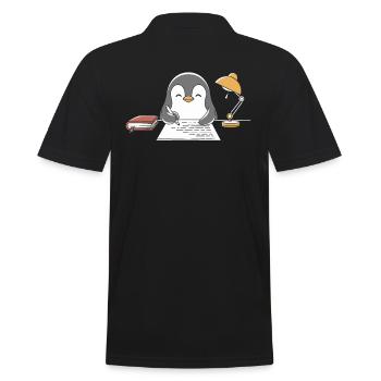 Schreibender Pinguin Writer Author Motiv - Männer Poloshirt - Schwarz - Hinten - Kai (181cm)
