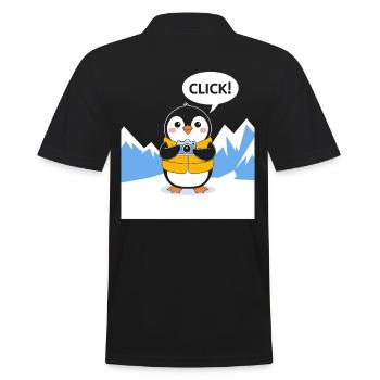 Funny Penguin Photographer Click Moment - Men's Polo Shirt - black - Back - Kai (181cm)