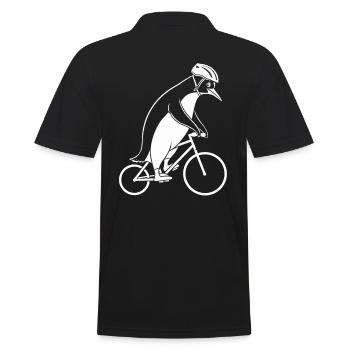 Penguin riding a bicycle with a helmet - Men's Polo Shirt - black - Back - Kai (181cm)