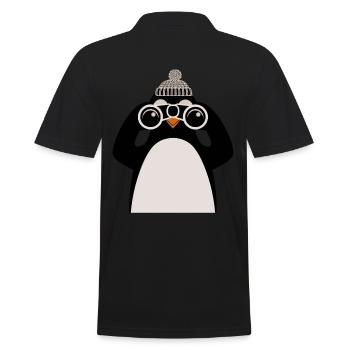 Pingouin avec jumelles et motif de casquette - Polo Homme - noir - Dos - Kai (181cm)