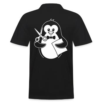 Pinguin Mit Schere Bastelhobby - Männer Poloshirt - Schwarz - Hinten - Kai (181cm)