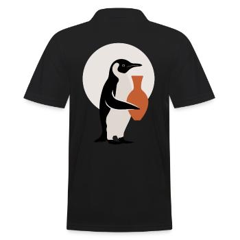 Penguin with Ceramic Vase Artistic Pottery - Men's Polo Shirt - black - Back - Kai (181cm)