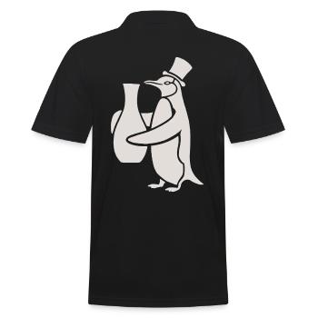 Penguin with Hat and Ceramic Vase Masterpiece - Men's Polo Shirt - black - Back - Kai (181cm)