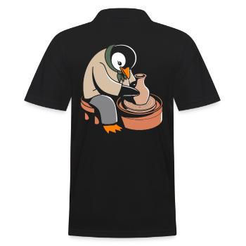 Pinguin Töpferei Kunsthandwerk Leidenschaft - Männer Poloshirt - Schwarz - Hinten - Kai (181cm)