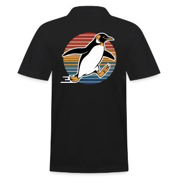 Schneller Pinguin im Retro-Stil - Männer Poloshirt - Schwarz - Hinten - Kai (181cm)