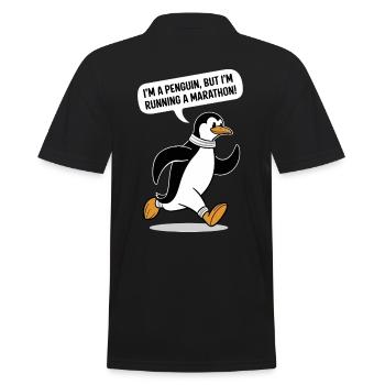 Motif pingouin marathonien - Polo Homme - noir - Dos - Kai (181cm)