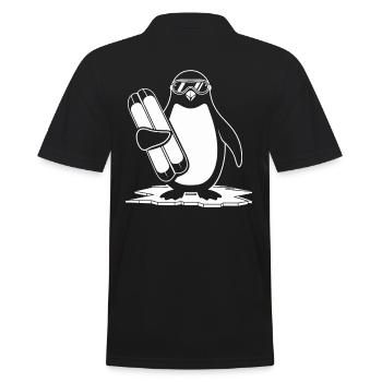 Pinguin Mit Ski Und Brille Auf Eis - Männer Poloshirt - Schwarz - Hinten - Kai (181cm)
