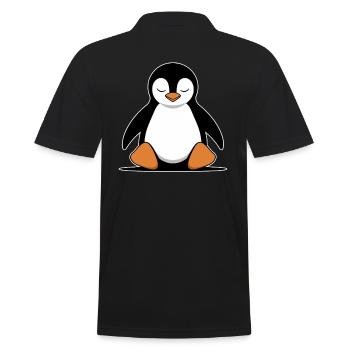 Entspannter Pinguin Meditation Cartoon - Männer Poloshirt - Schwarz - Hinten - Kai (181cm)
