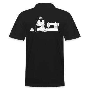 Pingouin mignon cousant avec amour - Polo Homme - noir - Dos - Kai (181cm)