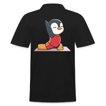 Niedlicher Pinguin Yoga Pose für Kinder und - Männer Poloshirt - Schwarz - Hinten - Kai (181cm)