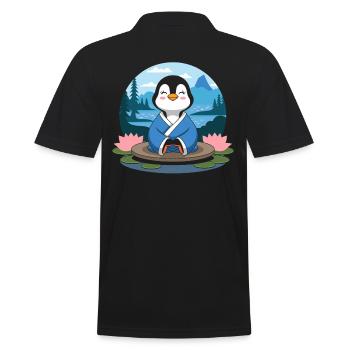 Meditierender Pinguin In Der Natur Frieden - Männer Poloshirt - Schwarz - Hinten - Kai (181cm)