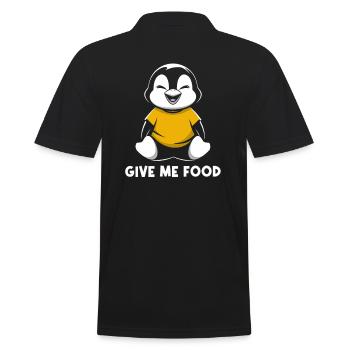 Pingouin avec un sourire mignon et « Donne-moi à manger » - Polo Homme - noir - Dos - Kai (181cm)