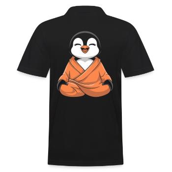 Pingouin méditant de style yoga - Polo Homme - noir - Dos - Kai (181cm)