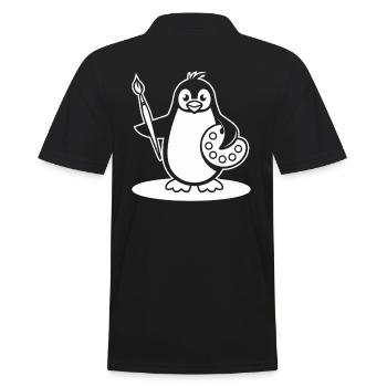 Kreativer Pinguin Künstler mit Pinsel und Palette - Männer Poloshirt - Schwarz - Hinten - Kai (181cm)