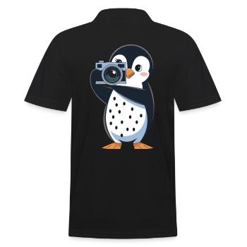 Penguin Photographer With Camera For Photo Lovers - Men's Polo Shirt - black - Back - Kai (181cm)
