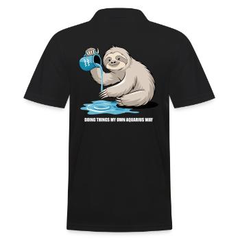 Aquarius Sloth: Do It Your Way - Men's Polo Shirt - black - Back - Kai (181cm)