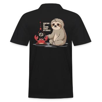 Krebs Sternzeichen Faultier: Geprägt von der - Männer Poloshirt - Schwarz - Hinten - Kai (181cm)